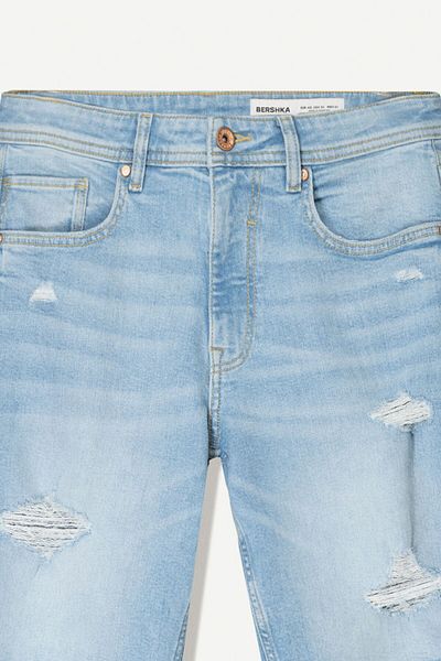 Bershka Ripped denim Bermuda shorts