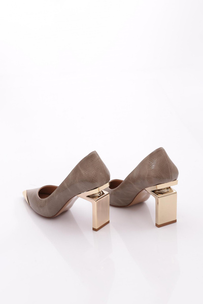 DGN Kadın Topuklu Ayakkabı Vizon Yılan 231572859