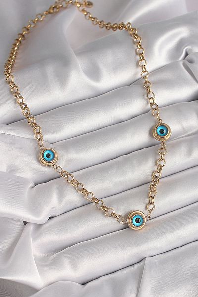Skygo 316L Steel Gold Color Chain Evil Eye Bead Model Women's Necklace - Tj-Bko9876