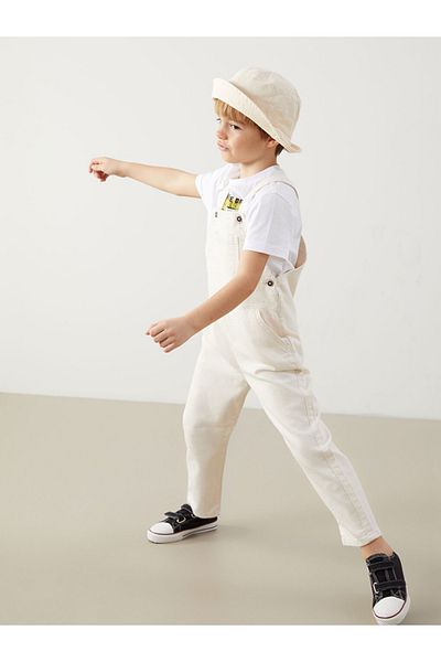 LC Waikiki Μπεζ τετράγωνο γιακά Gabardine Boy's Salopet