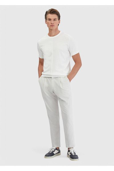 Ramsey Ecru Crew Neck Jacquard Knitwear