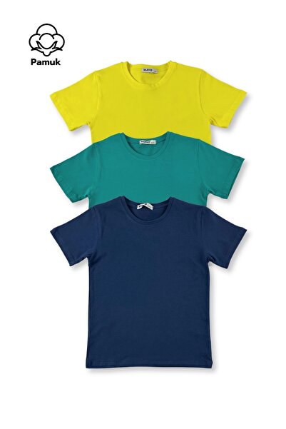 MK Mukko Kids Set de 3 tricou cu mânecă scurtă, cu design de bază, pentru fet...