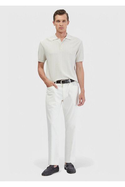 Ramsey Stone Polo Neck Jacquard Knitwear