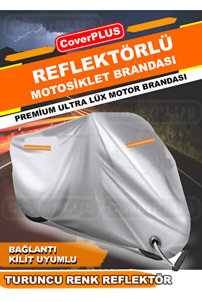CoverPlus Sport Gri Yamaha 2025 XMAX 250 Tech MAX Motorsiklet Brandası Motor Örtüsü TURUCUNCU REFLEKTÖRLÜ