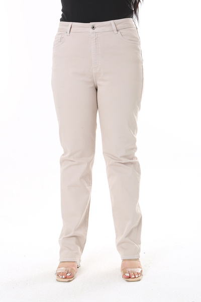 Şans Women's Plus Size Stone High Waist 5 Pockets Lycra Gabardine Pants 65N38731
