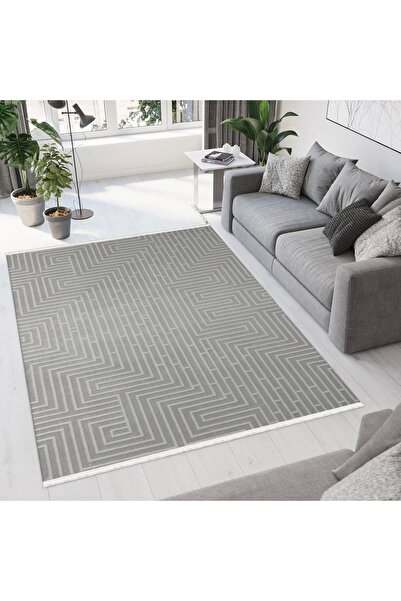 HBC İstinye Yumuşak Dokulu Modern Desen Gri Oturma Odası Salon Mutfak Genç Od...