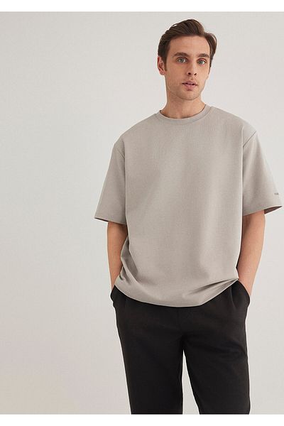 Mavi Crew Neck Gray Basic T-Shirt Loose Fit / Loose Relaxed Cut 0612518 -70100