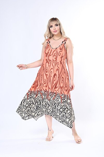 mezura tekstil Summer Strap Combed Cotton Asymmetrical Cut skirt Large Size Dress