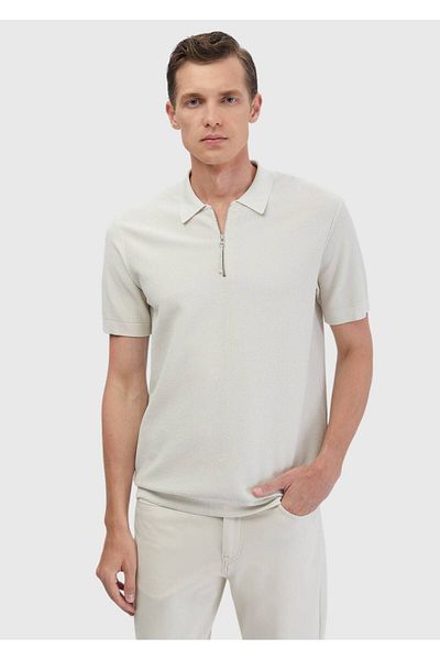 Ramsey Stone Polo Neck Jacquard Knitwear
