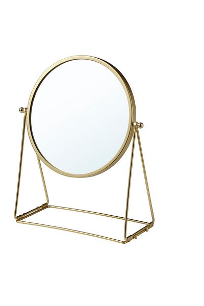 IKEA LASSBYN Table Mirror, Gold Colour, 17 cm with Magnifying Glass – 3x Magnification