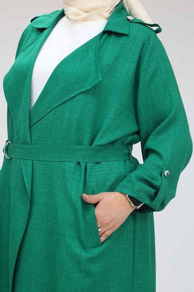 Eslina 53003 Large Size D Ring Detailed Trench Coat - Beneton