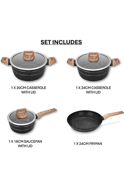 Auroware 7 Pcs Non Stick Cooking Pots And Pan Set Forged Aluminium Dishwasher Safe Cookware Pfoa Fre