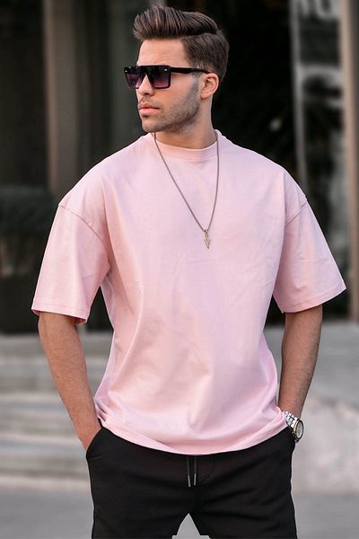 Madmext Ανδρικό T-Shirt Dust Pink Oversize Fit Basic 6066