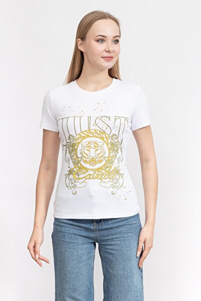 Just Cavalli Kadın Bisiklet Yaka T-Shirt Beyaz