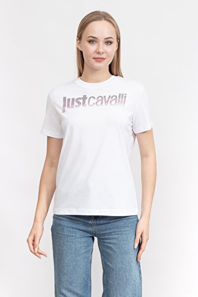 Just Cavalli Kadın Bisiklet Yaka T-Shirt Beyaz