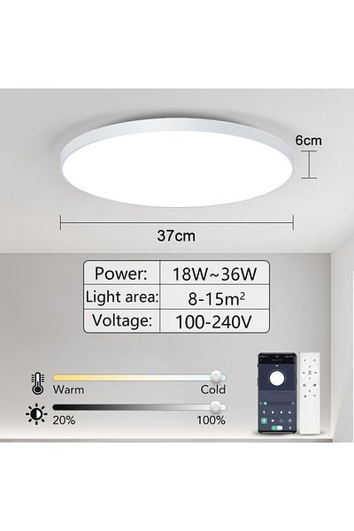 MARPOU White 50w Smart Ceiling Lamp Led Lamp For Bedroom Ceiling Lights With Remote Control Dimmable
