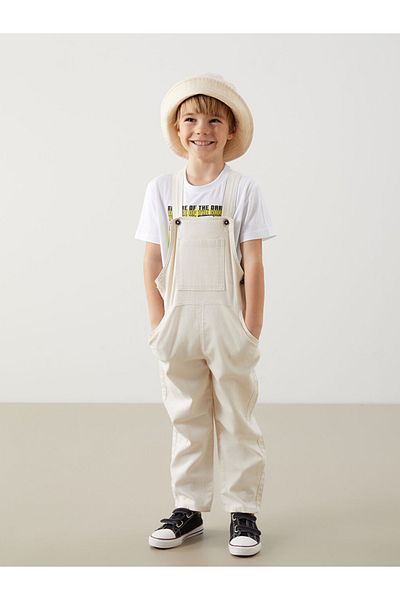 LC Waikiki Μπεζ τετράγωνο γιακά Gabardine Boy's Salopet