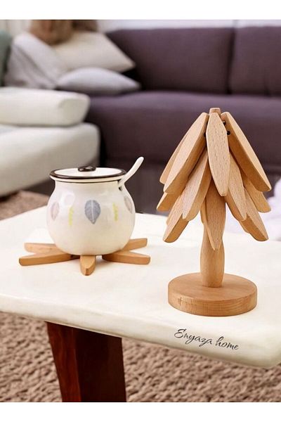 ENYAZA(2024) Bamboo Trivet Set of 4 - Practical Folding, Wooden Coasters