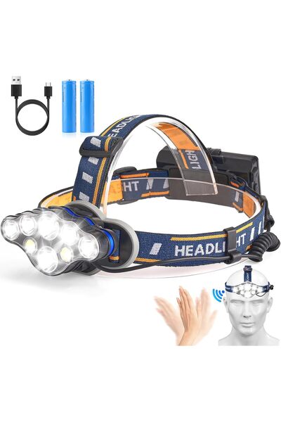 Arabest مصباح أمامي قابل لإعادة الشحن، 8 مصابيح أمامية LED، مع كابل USB، 2*18...