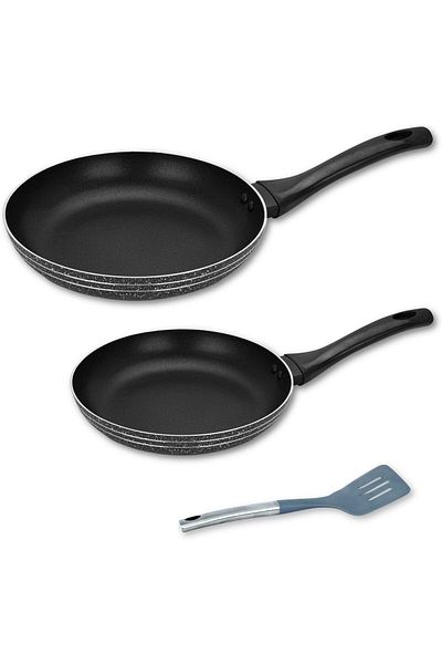 Auroware 3 Pcs Non Stick Frying Pan Set Pressed Aluminium Dishwasher Safe Cookware Pfoa Free