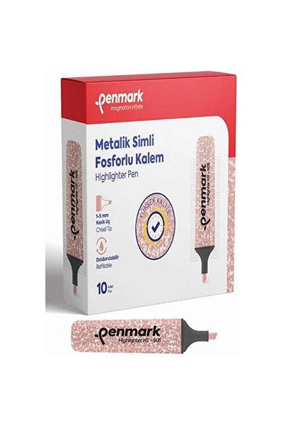 penmark Arslan Ticaret Penmark Highlighter Metalic Glitter Bronze 1 Pack 10 Pieces