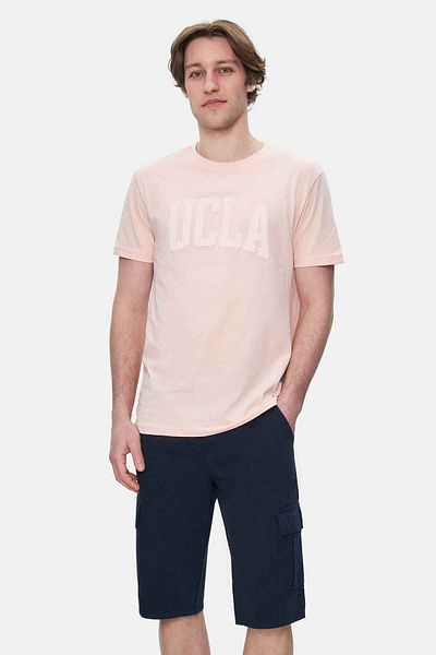 UCLA Tricou pentru bărbați CULVER Dusty Pink Crew Neck imprimat Standard Fit