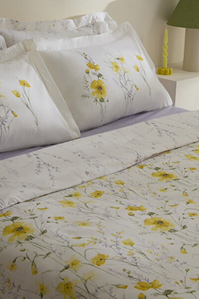 Karaca Home Sada 100% bavlněného povlečení na dvojitou přikrývku žlutá