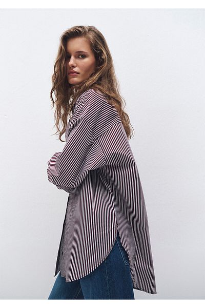 Mavi Striped Burgundy Shirt Oversize / Wide Cut 1211068 -89320