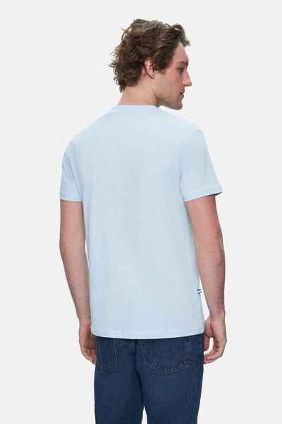 UCLA Ανδρικό μπλουζάκι HARPER Sky Blue Crew Neck Κεντημένο Standard Fit