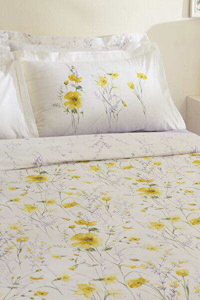 Karaca Home Sada 100% bavlněného povlečení na dvojitou přikrývku žlutá