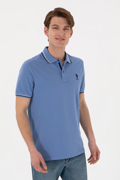 U.S. Polo Assn. تي شيرت أساسي ذو قصة عادية للرجال برقبة بولو باللون الأزرق الداكن 50306011-VR032