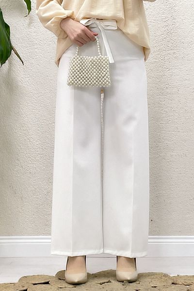 YEDİLALE Women's Belted Trousers - Wide Leg 1686 Model