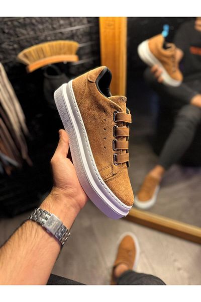 Shine Leather Knack Casual Shoes 521 Tan Suede