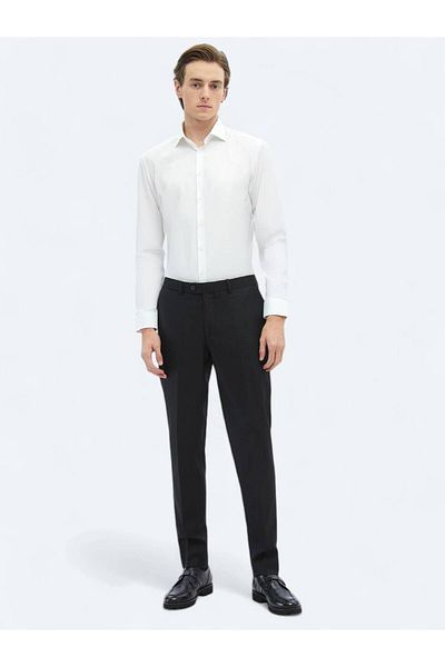 Kip White Plain Regular Fit Woven Classic 100% Cotton Shirt