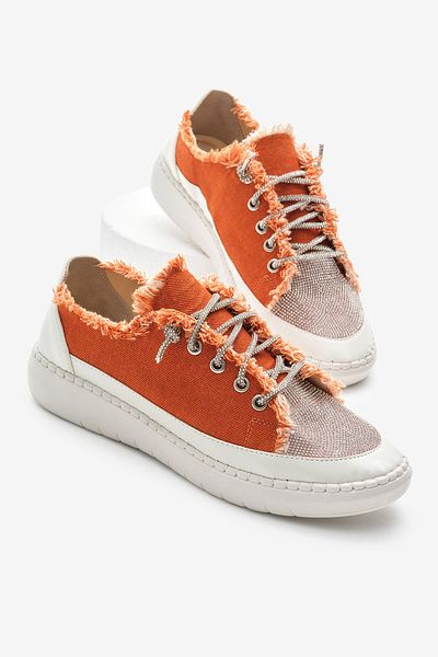 Tonny Black Women's Orange Poly Sole Denim Fabric Stone Lace-Up Sports Shoes