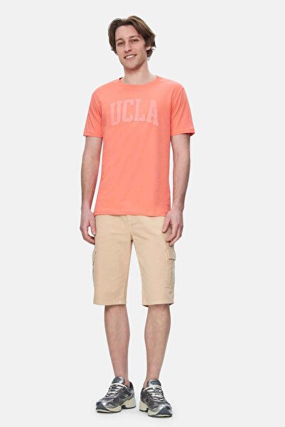 UCLA Ανδρικό μπλουζάκι CULVER Pink Crew Neck με στάνταρ εφαρμογή