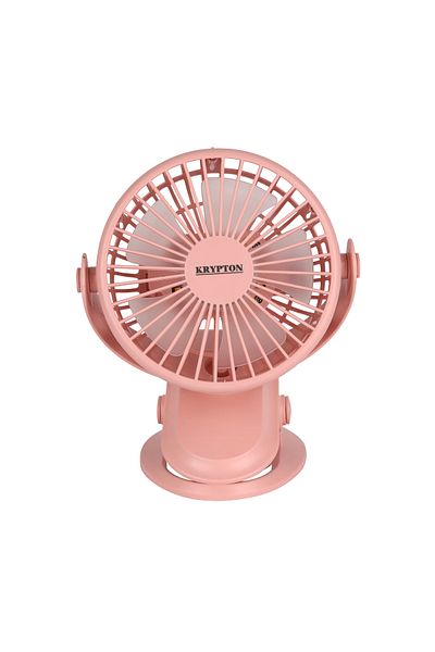 KRYPTON 5" Rechargeable Mini Fan With Led Light, 3 Speeds, 1500mah Battery, For Home & Office