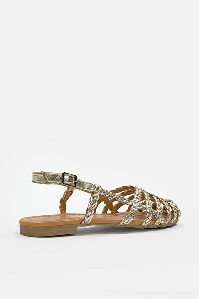 NILUFARR Sandra Gold Genuine Leather Women's Sandals