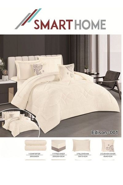 smart home Double Velvet Hotel Bedspread, Fits 200X200cm Bed, 6 Pieces Double Sided Bedspread