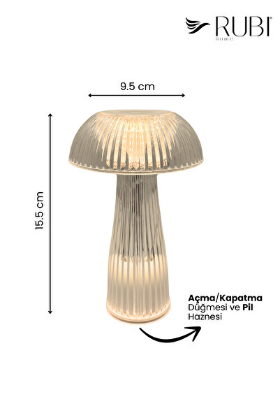 rubihome Mantar Model Kablosuz Pilli Led Masa Lambası - 1 Adet