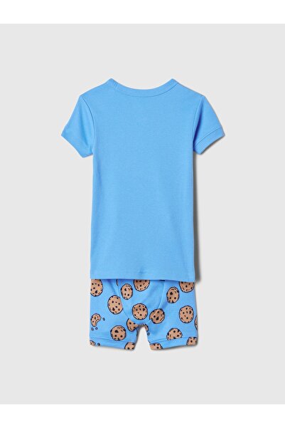 GAP Bebek Mavi Organik Pamuk Susam Sokağı Grafikli Pijama Takımı