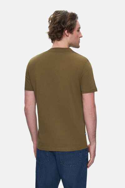 UCLA Ανδρικό μπλουζάκι HARPER Dark Khaki Crew Neck Κεντημένο Standard Fit