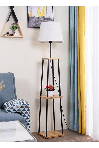 sharpdo Adjustable 2-Color Light Vertical Floor Lamp with Storage Rack, Suitable for Living Room, Bedroom