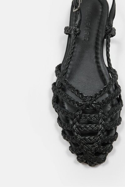 NILUFARR Sandra Black Genuine Leather Women's Sandals