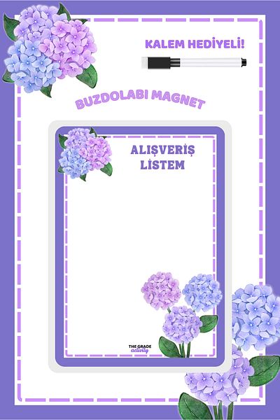 The Grade Summer-Sil Notepad.Shopping List.Fridge Notepad.Magnetic Refrigerator Notepad.Magnet Notepad.21X15Cm