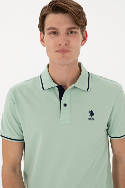 U.S. Polo Assn. Ανδρικό μπλουζάκι με λεπτή εφαρμογή Polo Neck Water Green Basic 50305980-VR048