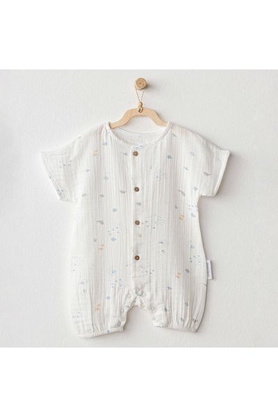 andywawa Ac25611 Ocean Is My Happy Place Muslin Baby Rompers White