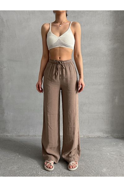 BEJNA Damen-Palazzo-Hose mit weichem Modalanteil und elastischem Bund in Nerz