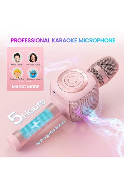 FlashHawk Wireless Bluetooth Karaoke Microphone & Speaker with Disco Ball Light