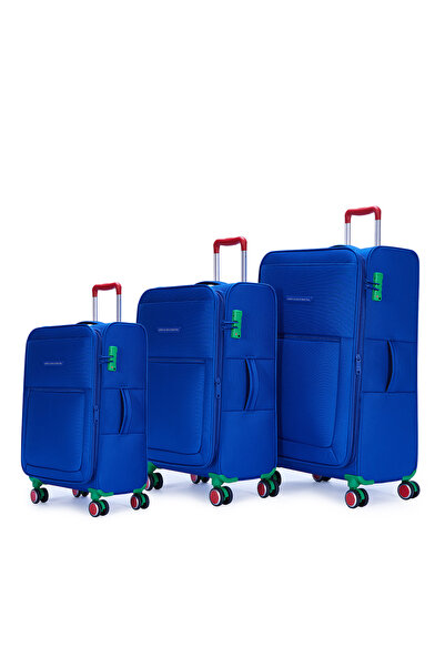 United Colors of Benetton Benetton 3'lü Valiz Seti Lüx Kumaş Valiz Mavi Bnt2800